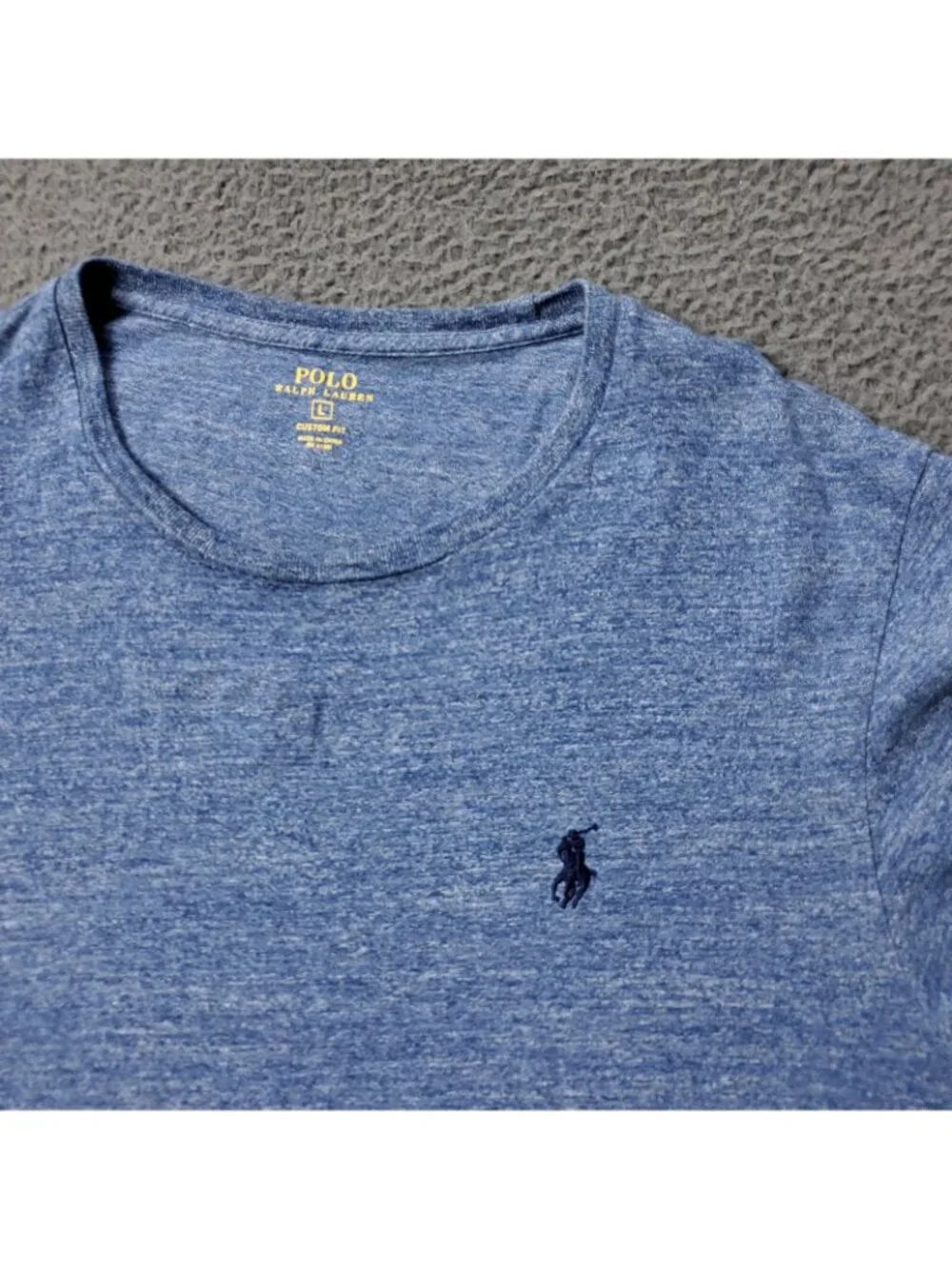 Polo Ralph Lauren T Shirt Mens L Large Custom Fit Cotton Short Sleeve Blue